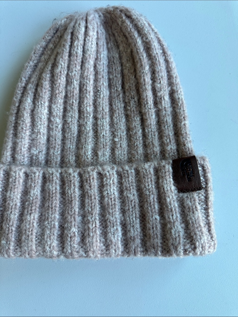 UNISEX The North Face Ribbed Beanie in Light Beige